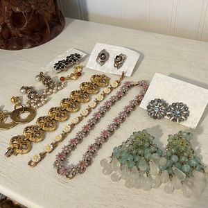 Incredible lot vintage costume jewelry Coro RMN crystal flower more